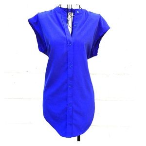 ROYAL BLUE SLEEVELESS BACKLESS BUTTON DOWN